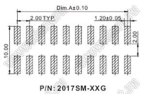 2017SM-20G (SCM2-20SM, 3321-20MG) вилка прямая SMD на плату с защелками; шаг 2,00x2,00мм; 20 (2x10)-конт.