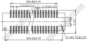 2065S-30G-390 гнездо межплатное SMD, шаг 0,65мм, h=3,9мм; 30конт.