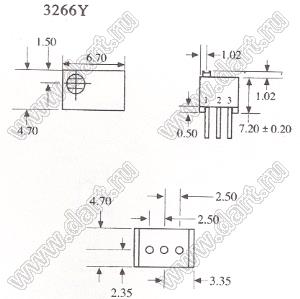 3266Y-1-200 (20R) резистор подстроечный многооборотный; R=20(Ом)