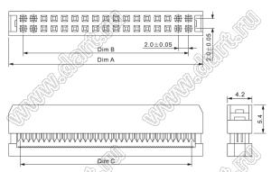 4400-10SR (IDC2-10F, DS1017-10NA2B, JILN-532310SBN0BW01) розетка IDC, шаг 2,0x2,0мм на плоский кабель (шлейф) с шагом 1,0 мм; 2x5-конт.