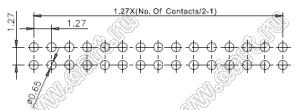 2199SB-066G-301523 (PLLD1.27-66) штыревая вилка открытая прямая двухрядная на плату для монтажа в отверстия, шаг 1,27x1,27мм, 2x33конт.