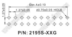 2195S-080G (BH1.27-80) вилка закрытая прямая на плату для монтажа в отверстия, шаг 1,27 мм x 1,27мм; шаг 1,27x1,27мм; 2x40-конт.