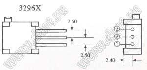3296X-1-101 (100R) резистор подстроечный многооборотный; R=100(Ом)