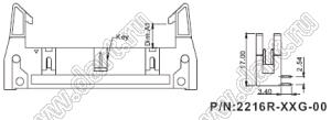 2216R-16G-00 (SCM-16R-00, DS1011-16R-00, IDCC-16MR-00) вилка закрытая угловая без защелок для монтажа в отверстия; шаг=2,54x2,54мм; 2x8-конт.