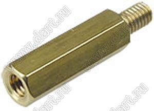 PCHSN-15+5 стойка шестигранная с внутренней и наружной резьбами; M3x0,5; SW=4,8мм; L=15,0мм; латунь