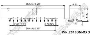 2016SM-26G (BH2-26SM, 3224-26MG) вилка прямая для поверхностного (SMD) монтажа; шаг 2,00x2,00мм; 26 (2x13)-конт.