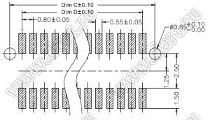 2010-20G-355 вилка межплатная SMD, шаг 0,8мм, h=3,55мм; 20конт.