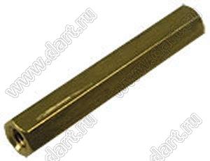 PCHSS-65 стойка шестигранная с внутренними резьбами; М3x0,5; SW=4,8мм; L=65,0мм; латунь; L2=6,0мм