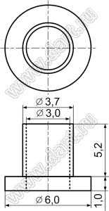 TW-26PV0 втулка изолирующая для транзистора в корпусе TO-220; нейлон-46 (UL); 94V-0; натуральный