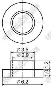 TW-5N (0232 CYX PTO-220) втулка изолирующая для транзистора в корпусе TO-220; Dотв.=2,9мм; нейлон-46 (UL); 94V-0; натуральный