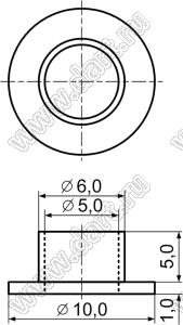 TW-9 втулка изолирующая для транзистора в корпусе TO-220; нейлон-66(UL); нейлон-46 (UL); 94V-0; натуральный