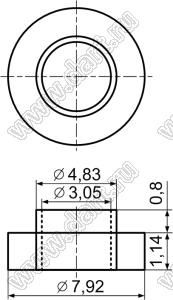 TW-25PBT втулка изолирующая для транзистора в корпусе TO-220; нейлон-66(UL); нейлон-46 (UL); 94V-0; натуральный