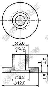 TW-66 втулка изолирующая для транзистора в корпусе TO-220; нейлон-66(UL); нейлон-46 (UL); 94V-0; натуральный