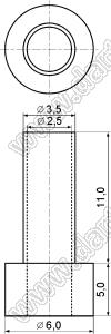 TW-34 втулка изолирующая для транзистора в корпусе TO-220; нейлон-66(UL); нейлон-46 (UL); 94V-0