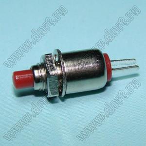 DS-402R (PSW-4-R) переключатель кнопочный без фиксации OFF-(ON) (металлический корпус, резьба М5, красная кнопка); 0.5A / 125V