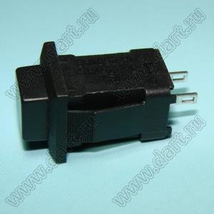 PB-02AK (DS-429AK, PSW9BB) переключатель кнопочный с фиксацией OFF-ON, 15х15мм, крепление защелка, черный/черный