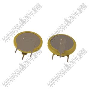 CR2032/1GVF-3PIN литиевый элемент питания 3V дисковый с 3 выводами для вертикального монтажа, расстояние между выводами 10,3мм