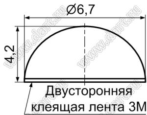 RF-021 ножка приборная, самоклеящаяся; 6,7x4,2мм; резина; черный