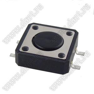 TD-121243 (TD-12XD-X, KAN1241-0431C GP, TSTP1243) кнопка тактовая для поверхностного (SMD) монтажа; 12,0x12,0x4,3мм; H=4,3мм; 250±50гс; U=12В; I=50мА; Tраб. -20...+80°C