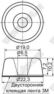 RF-029 ножка приборная, самоклеящаяся; 22,3x10,2мм; резина; черный