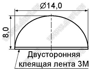RF14-8A ножка приборная, самоклеящаяся; 14,0x8,0мм; резина; черный