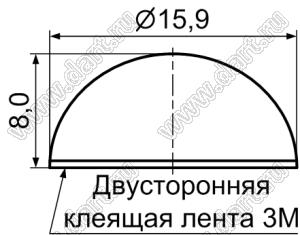 RF-006 ножка приборная, самоклеящаяся; 15,9x8,0мм; резина; черный