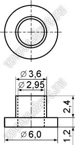 TW-79 втулка изолирующая для транзистора в корпусе TO-220; нейлон-66(UL); нейлон-46 (UL); 94V-0; натуральный