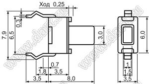 TC-0122-X кнопка тактовая; 6x3,5x8мм