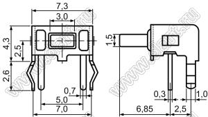 TC-0122V-Y кнопка тактовая; угловая 6x3,5x6,85мм