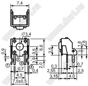 TC-0240-X кнопка тактовая угловая; 6x6x3,15мм