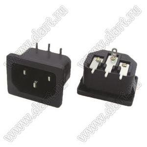 SP-864B3 (AC-05) вилка IEC60320(C14) угловая сетевого питания с защелками на панель и для пайки в плату