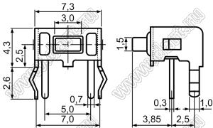 TC-0121V-Y (IT-1101VA, SWT-20, TSZJY3650-250AB) кнопка тактовая; угловая 6x3,5x3,85мм