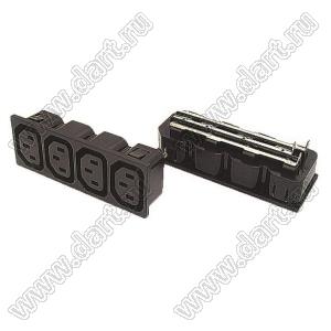 SP-861G1-1.5 (BX-104) блок четыре розетки IEC60320(C13) сетевого питания с защелками на панель толщиной 1,5 мм