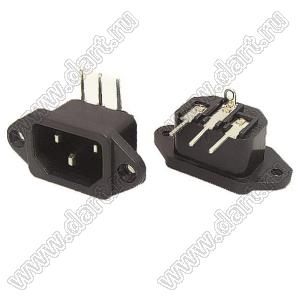 SP-864B2 вилка IEC60320(C14) угловая сетевого питания на винтах на панель и пайки в плату