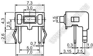 TC-120V-Y (IT-1101V) кнопка тактовая; угловая 6x3,5x3,15мм