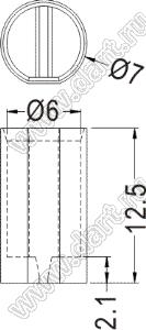 LEDX5-2(B) держатель прямой круглого 5-мм двухвыводного светодиода на плату; C=6,0мм; нейлон-66 (UL); черный; A=12,5мм