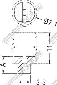 LEDZ5-7 держатель 5мм светодиода прямой на плату; C=5,9мм; нейлон-66 (UL); черный; A=7,0мм