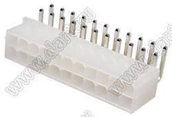 4200WR-L-2X11P (5569R-22, MF-22MRB, MF-2x11 MRB Mini-Fit Jr.™ MOLEX 39291228) вилка на плату угловая двухрядная с крепёжн. ушами; шаг 4,2мм; 2x11-конт.