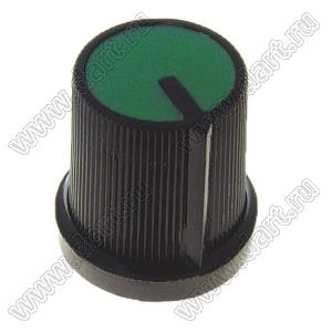 B259-15-15-6-B-KG (ZKRN D=15-1) Black Green ручка регулировочная чёрная/зеленая; пластик ABS
