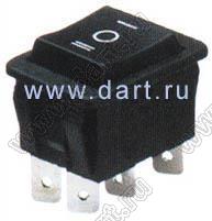 KCD4-RN-203O52BB (XW604SB3BBB6C) переключатель клавишный ON-OFF-ON; 33,5х25,0мм; 15A/30A 250VAC; толкатель серый/корпус серый; без подсветки;  маркировка "I O II"; терминалы 4,8x0,8мм