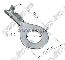 DJ431-5C терминал кольцевой d=5,2мм для провода 2,0...2,5 кв.мм; латунь луженая