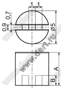 LEDM-3 держатель прямой 3-х выводных светодиодов на плату; нейлон-66 (UL); натуральный; A=3,0мм; B=1,0мм