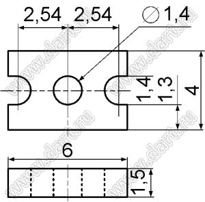 LED3x1.5R держатель 3-x выводного светодиода на плату прямой; A=1,5мм; нейлон-66 (UL); натуральный