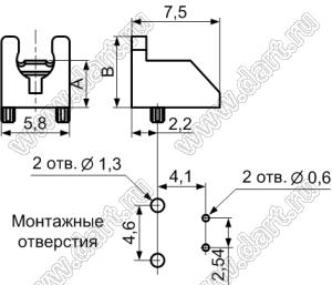 LEJ-13N(B) держатель 3мм светодиода на плату угловой; нейлон; черный