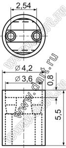 LEDL-5.5 держатель 3мм светодиода на плату прямой; нейлон-66 (UL); натуральный; A=5,5мм