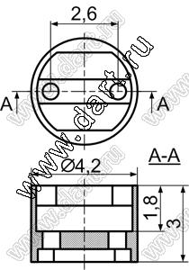 LEDL-3 держатель 3мм светодиода на плату прямой; нейлон-66 (UL); натуральный; A=3,0мм