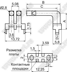 LPE2-15-19 световод угловой; A=15,0мм; B=19,0мм; C=17,0мм; поликарбонат (UL); прозрачный