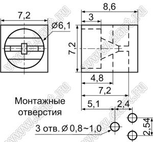 LED-503 держатель 5мм светодиода на плату угловой; C=6,1мм; нейлон-66 (UL); черный