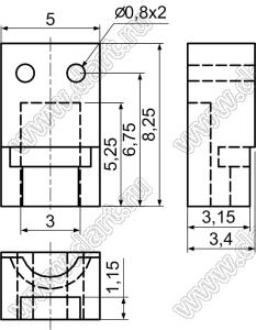 LED-325 держатель 3мм светодиода на плату угловой; нейлон-66 (UL); черный