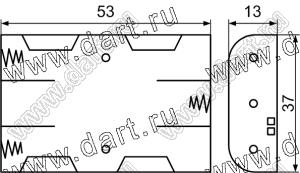 BH431A отсек батарейный; AAAx3; 53x13x37мм; c проводами 150мм; открытый